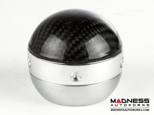 FIAT 500 Gear Shift Knob - Black Italy - Carbon Fiber Top w/ Chrome Ring/ Brushed Satin Base
